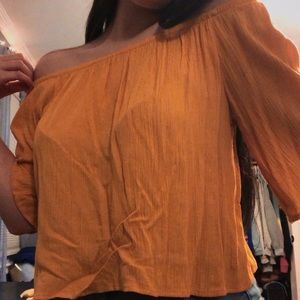 Off the Shoulder Mustard Top